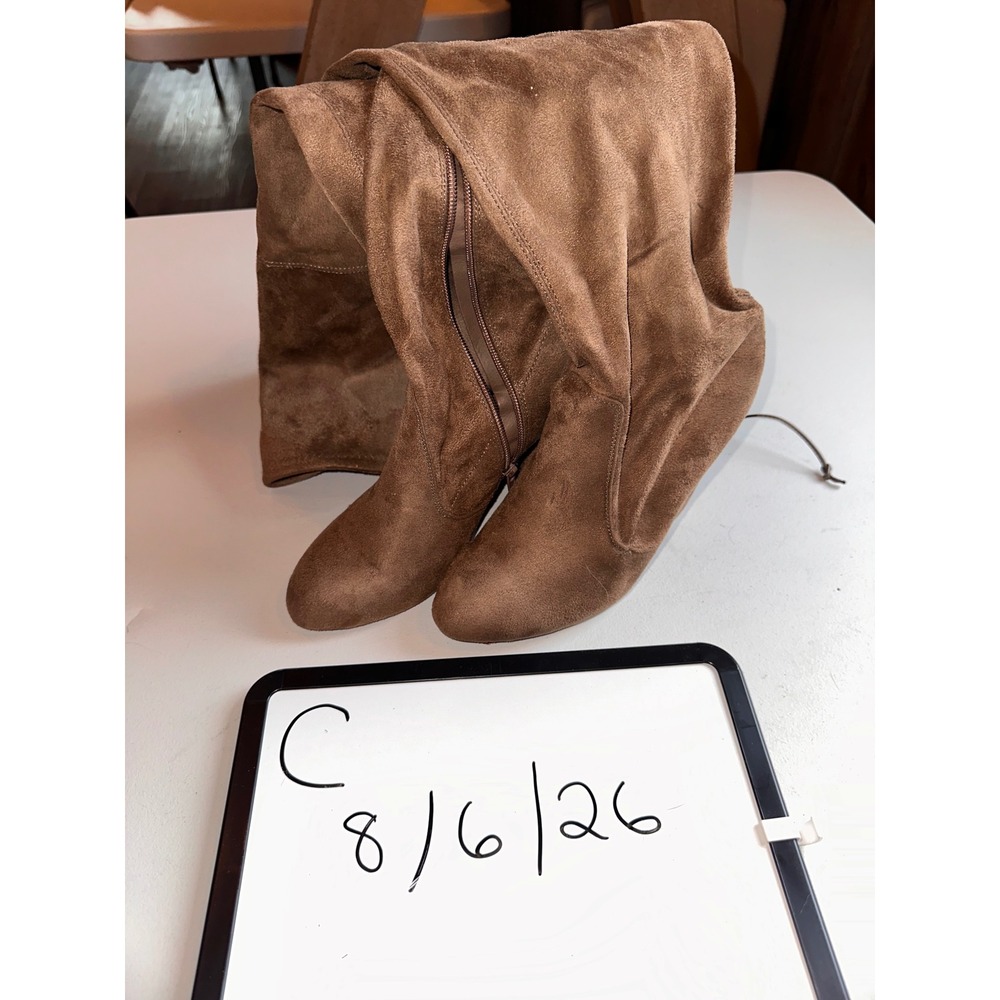 Charlotte Russe Brown Faux Suede Over The Knee Thigh High Block Heel Boot Size 8